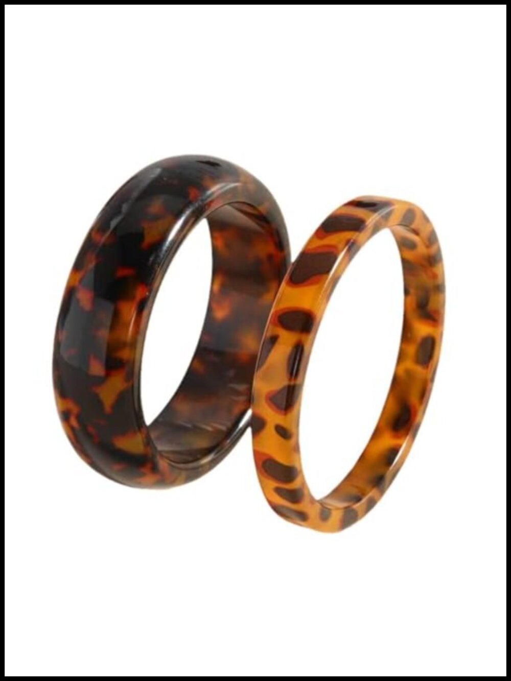 Set of 2 Chunky Acrylic Cuff Bracelets Leopard Tortoiseshell Geometric